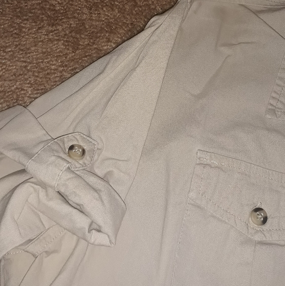 Magellan Sportswear (Size M) Animal Print Trim Button Down Shirt - Picture 2 of 5